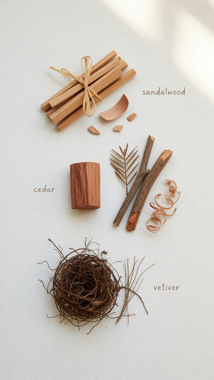 The Woody Scent Guide: Sandalwood, Cedar and Vetiver — How They Smell, Layer, and Last